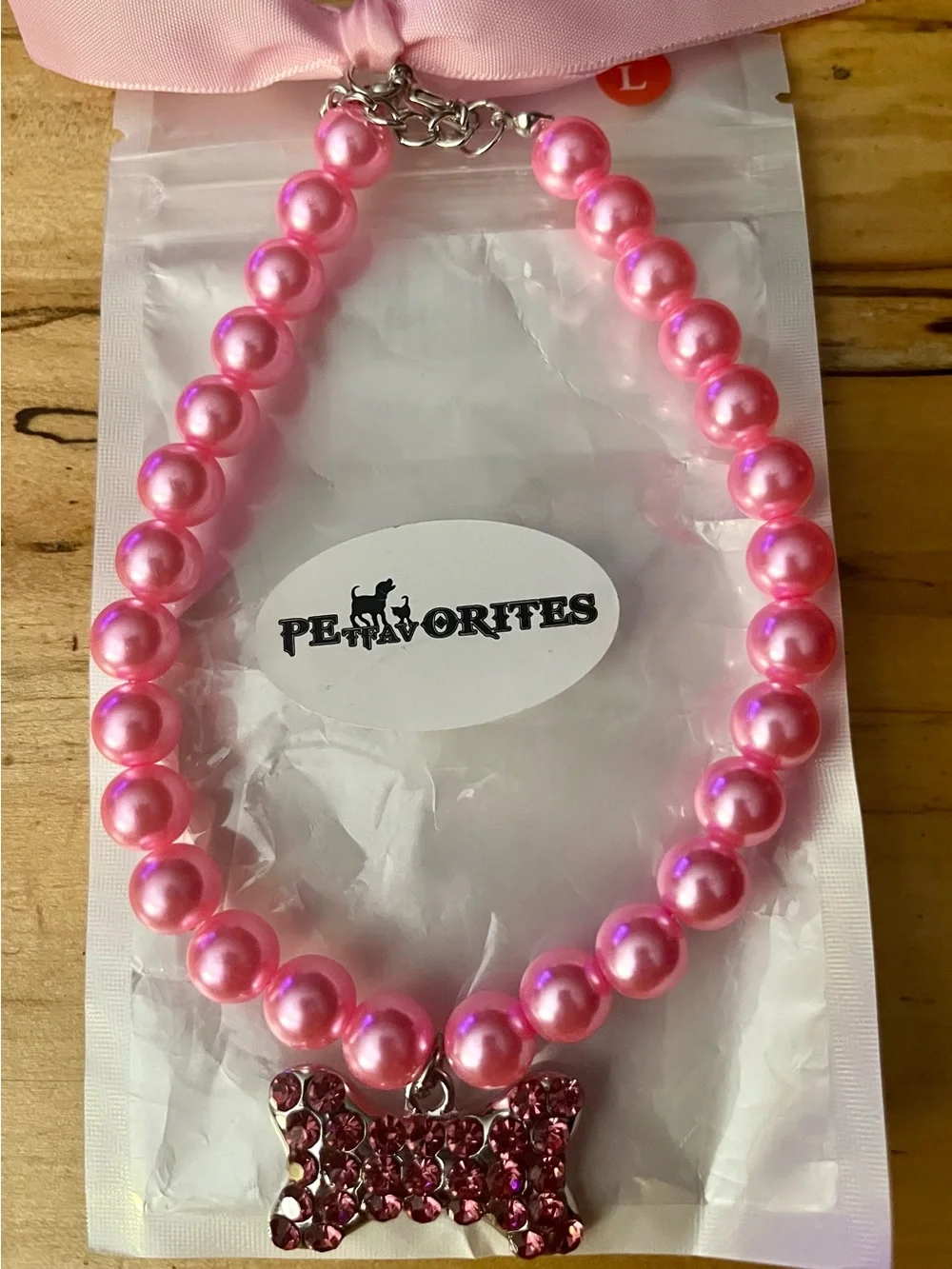 PetFavorites Couture Designer Pink Pearl & Rhinestone Pet Necklace